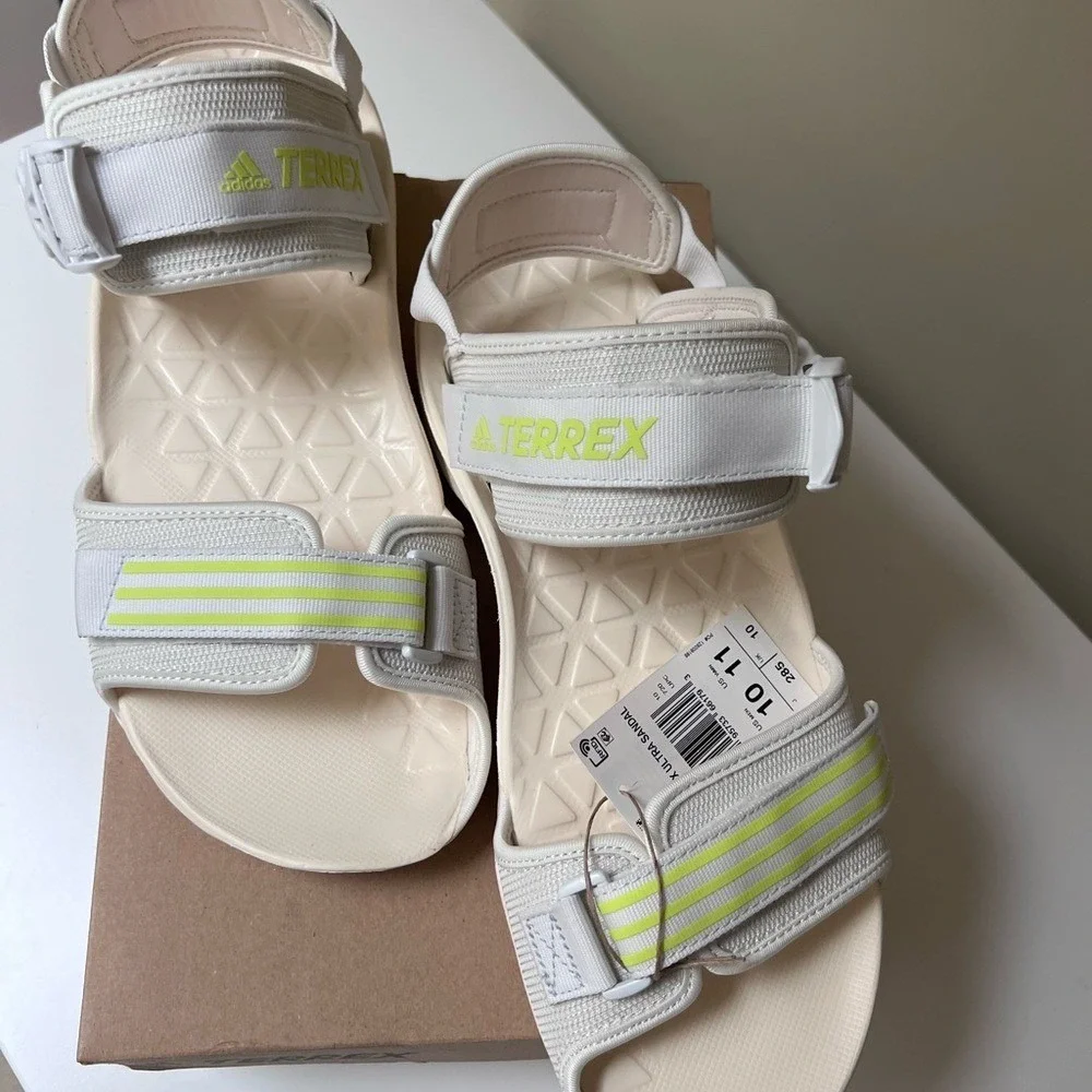 Adidas Terrex Cyprex Ultra DLX Sandals Wonder White Pulse Lime GZ9208 Mens 10